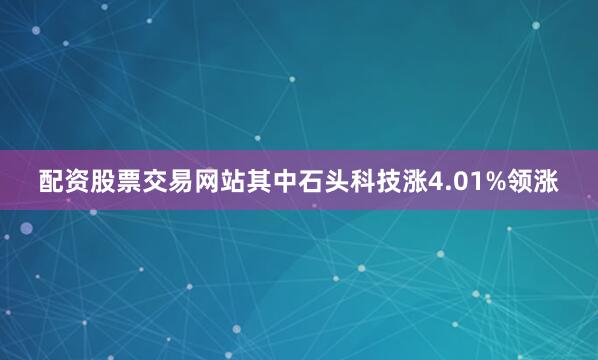 配资股票交易网站其中石头科技涨4.01%领涨